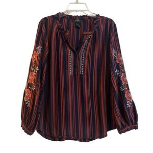 Boho Embroidered Floral Hippie Blouse